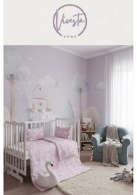 Resim Hayvan Desenli Pamuk Bebek Pike Seti Yumuşak, ve Nefes Alan Kumaş Pembe Renkli 