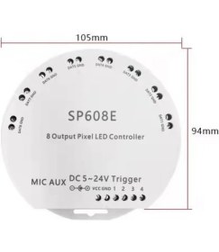 Resim Hazar Led SP608E 8 Kanallı Müzik Denetleyicisi WS2811-WS2812B Pixel Kontrol Devresi 5-24V 