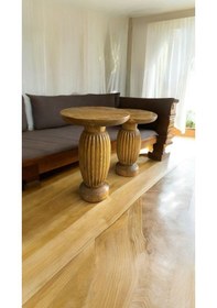 Resim Simillo Wood Ahşap 2'li Set Mantar Yan Sehpa Modern Fiskos / Koyu Ceviz Renkli Kod:544960513252210 Koyu Ceviz 