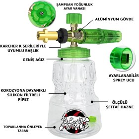Resim Robeve Bear Force Foam Lance Köpük Yapıcı Aparat 1l Köpük Aparatı Basınçlı Yıkama Makineleri Için Köpük Aparatı Çift Nozzle Ile Birlikte Foam Canon 