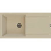 Resim POLEX Cristalüx Granit Evye P-X1 Bej Tezgah Altı Ve Tezgah Üstü Mutfak Evyesi 98x49,5cm 
