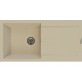 Resim POLEX Cristalüx Granit Evye P-X1 Bej Tezgah Altı Ve Tezgah Üstü Mutfak Evyesi 98x49,5cm 