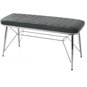 Resim Evistro Bench Puf Metal Retro Ayaklı Gri Babyface Kumaş 