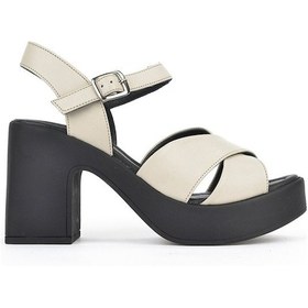 Resim Ziya, Kadın Hakiki Deri Topuklu Sandalet 121992 28000 Buz 