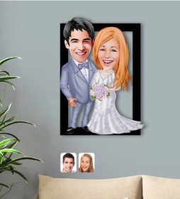 Resim Kişiye Özel Sevgililer Karikatürlü 3D Ahşap Tablo-104 