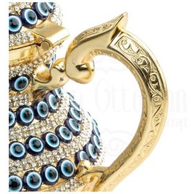 Resim Nazar Ve Swarovski Taşlı Dekoratif Demlik Sefa Altın 