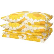 Resim Çift Kişilik Nevresim Seti, Sarı, 240x220/50x60 Cm 9X15 Cm Körüklü-20 Adet 