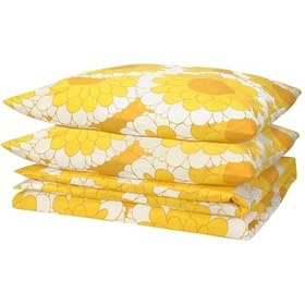 Resim Çift Kişilik Nevresim Seti, Sarı, 240x220/50x60 Cm 9X15 Cm Körüklü-20 Adet 