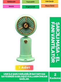 Resim Fantazer Ultra Sessiz 2 Kademeli Hafif Kablosuz 1200mAh Pervane Taşınabilir Usb Şarjlı Masa El Fan Vantilatör 