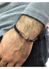 Resim Moda Kulesi Safir Taşlı Özel Tasarım Gümüş Erkek Bileklik 