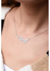 Resim 925 Ayar Gümüş Rodyum Kaplama Kader Yazısı Kolye UVPTS100049-2 