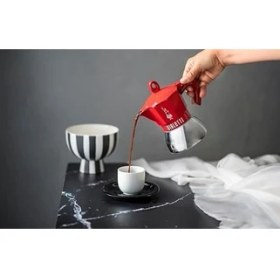 Resim - Indüksiyon: 2 Cups Ocak Üstü Espresso Pişirici - 100ML - Kırmızı Renk - Alt Hazne: Dış Paslanmaz Çelik Iç Alüminyum - Indüksiyon Ocak Türleri Için Uygundur 