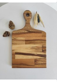 Resim Ahşap Saplı Büyük Boy Kesme Sunum Tahtası Ahşap 