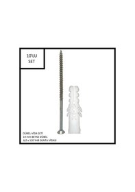Resim Dübel-vida Seti, Beyaz Dübel 14 Mm, 6,0x120 Yhb Sunta Vidası, 10 Adet 