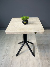 Resim Hey Modüler Mobilya Zeren 60 CM Kare Traverten Balkon ve Yemek Masası 