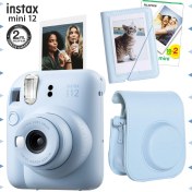Resim Fujifilm Instax Mini 12 Mavi Fotoğraf Makinesi-20'lu Film-Mini Albüm ve Deri Kılıf Seti 