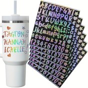 Resim 6 Paket Özel Su Geçirmez İsim Etiketleri, DIY Lazer Harfler ve Sayılar, 30/40oz Stanley Bardaklar için Özel Etiketler, Kapaklar ve Aksesuarlar için Uygun, Sentetik Kauçuk Malzeme 