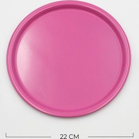 Resim 6'lı Pembe Yuvarlak Çay Ve Kahve Sunum Tepsisi 22cm 