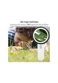 Resim Geleneksel 12 Led 10x Işıklı El Büyüteç Büyüteç Okuma Camı Lens Takı Büyüteç 