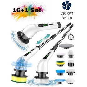 Resim Mpı Bc-4 Şarj Edilebilir Elektrikli Temizlik Fırçası 17 Parça Çok Amaçlı Set Mutfak, Banyo, Araç Beyaz 