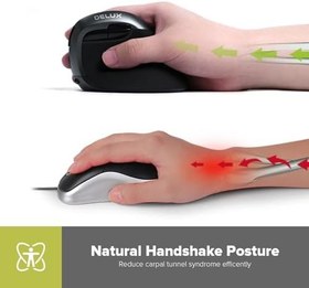 Resim DELUX Dikey Fare Kablosuz Ergonomik Fare BT 4.0 ve 2.4G Kablosuz Çift Modlu Dahili Şarj Edilebilir Pil Sessiz Tasarım 6 Düğme ve 4 DPI Düzeyleri Optik PC Fare RGB Işıklı (Mini) 