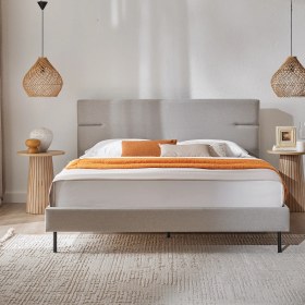 Resim Puffy Baseup Başlıklı Karyola - Taş 