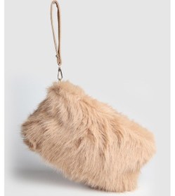 Resim La'graccio Paris Kadın Nalbe Portföy Hasır-peluş Askılı Çanta Peluş Vizon 