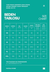 Resim Pastelastore Pamuk Gabardin Uzun 110cm Astarlı Kemerli Kadın Trençkot 1111 Koyu Lacivert 
