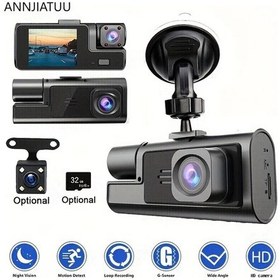 Resim Willowhaven Annjıatuu Üçlü Kameralı Araç Kamerası 1080p Ön 480p Arka İç Görüş Ir Gece Görüşü Dvr 