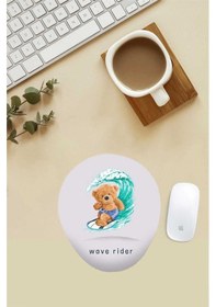 Resim Surf Yapan Teddy Desenli Bilek Destekli Mouse Pad Mousepad 