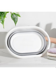 Resim Porsima 1065 25 Lt Akordiyon Sepet Katlanabilir Çamaşır Sepeti Beyaz - Gri 