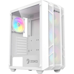 Resim Zoko Hunter 600w 4x12cm Argb Fan Mesh Panel Temperli Cam Kasa 