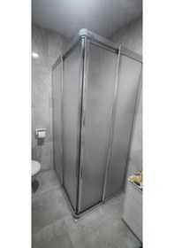 Resim Girayduşakabin 100x100 Parlak Profil Mika Köşe Girişli Kabin Gümüş 