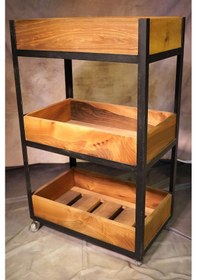 Resim Ahşap Servis Arabası 64cmx40cmx107cm 