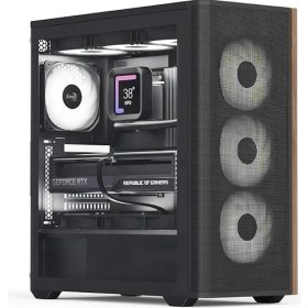 Resim Misda Store D501A Orta Kule Kılıfı, Ahşap Aksanlı Mesh Ön, 360MM Radyatör Desteği, 11 Fan Yuvası, 400MM Gpu, Atx/m-Atx/mini-Itx, Manyetik Toz Filtreleri, Spcc Çelik Konstrüksiyon, Moda Pc Yapısı, Siyah 
