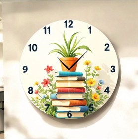 Resim Kitap Kütüphane Öğretmen Renkli Baskı Desenli Sayılı Hediyelik Ahşap Sessiz Tablo Duvar Saati 68 Renkli 