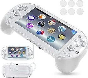 Resim Gorliskl Hand Grip Handle Joypad Protective Case with L2 R2 Trigger Button Grip Shell Controller Protective Case for Sony PlayStation PS Vita 2000 PSV 2000 PS Vita Slim. White 