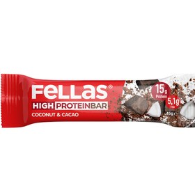 Resim FELLAS Yüksek Protein Bar - Hindistan Cevizli ve Kakaolu 45g 