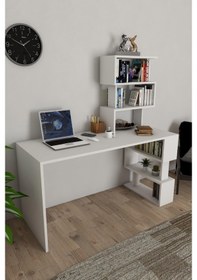 Resim Moonlife Okyanus Kitaplıklı Çalışma Masası Beyaz 