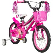 Resim Woodhub Pembe 16 Jant 2023 Model Pembe Çamurluk ve Sepetli Lüks Çocuk Bisikleti 4 16 6 - 8 Yaş 2 Yıl 