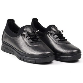 Resim Kadın Platin Ortopedik Anne Ayakkabısı Rahat Kaymaz Taban, Bağcıklı Günlük Yürüyüş Ayakkabısı Platin 