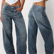 Resim Kadınlar İçin 2025 Sonbahar-Kış Esnek Denim Kot Pantolon - Düşük Bel Düz Paça Cepli, Rahat Bol Kesim, Açık Mavi Yıkanmış İş ve Seyahat için, Günlük Tarz, Tüm Mevsimler İçin Uygun, Konforlu Kot Pantolon | Gevşek Fit Kot Pantolon 