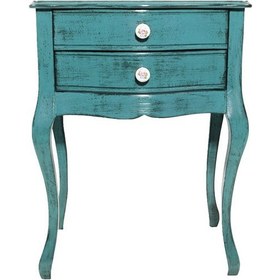 Resim Masifart Paris Mavi Eskitme Komodin Çekmeceli Telefonluk 