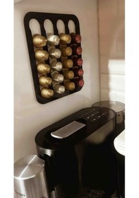 Resim Nespresso Ve Starbucks Uyumlu Duvar Tipi Kapsül Kahve Standı Siyah 