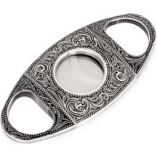 Resim Three Beans Kazınmış Çiçek Batı Bronzy Puro Kesici Oyma Arabesques Çinko Alaşım Çift Blade Puro Kesici Antik Gümüş Giyotin | Puro Aksesuarları - (Yurt Dışından) 