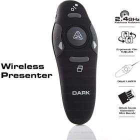Resim Dark WP03 Kırmızı Lazerli 2.4GHz RF Kablosuz Sunum Kumandası 