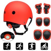 Resim Neevoyu Çocuklar İçin 7 Parça Koruyucu Set Dizlik, Bileklik, Eldiven Ve Kask - Kırmızı 