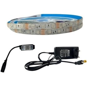 Resim Bluetooth Kontrol Rgb Şerit Led Set 5050 Ledli 3çipli 5metre Silikonlu 5 METRE 