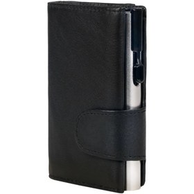 Resim RFID Korumalı Kredi Kartı Tutucu, Deri, 10 cm, 8 Kartlık, Alüminyum Kasalı 