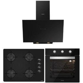 Resim Silverline - Hafele 65 Cm Ocak Siyah Ankastre Set (3481 Flam - Hafele Luce 65cm Ocak - BO6503B01) 